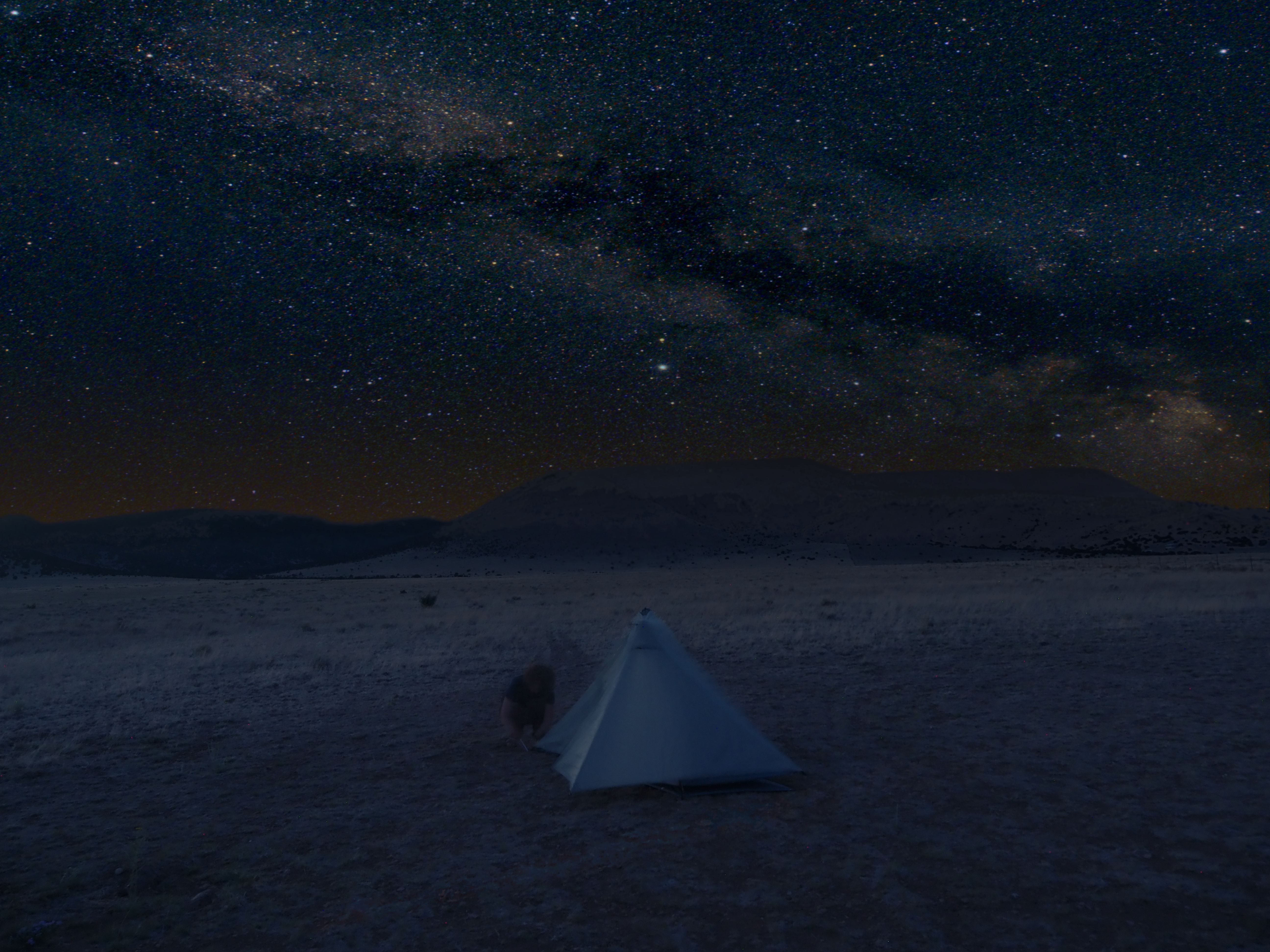 Stars in the background over a tent