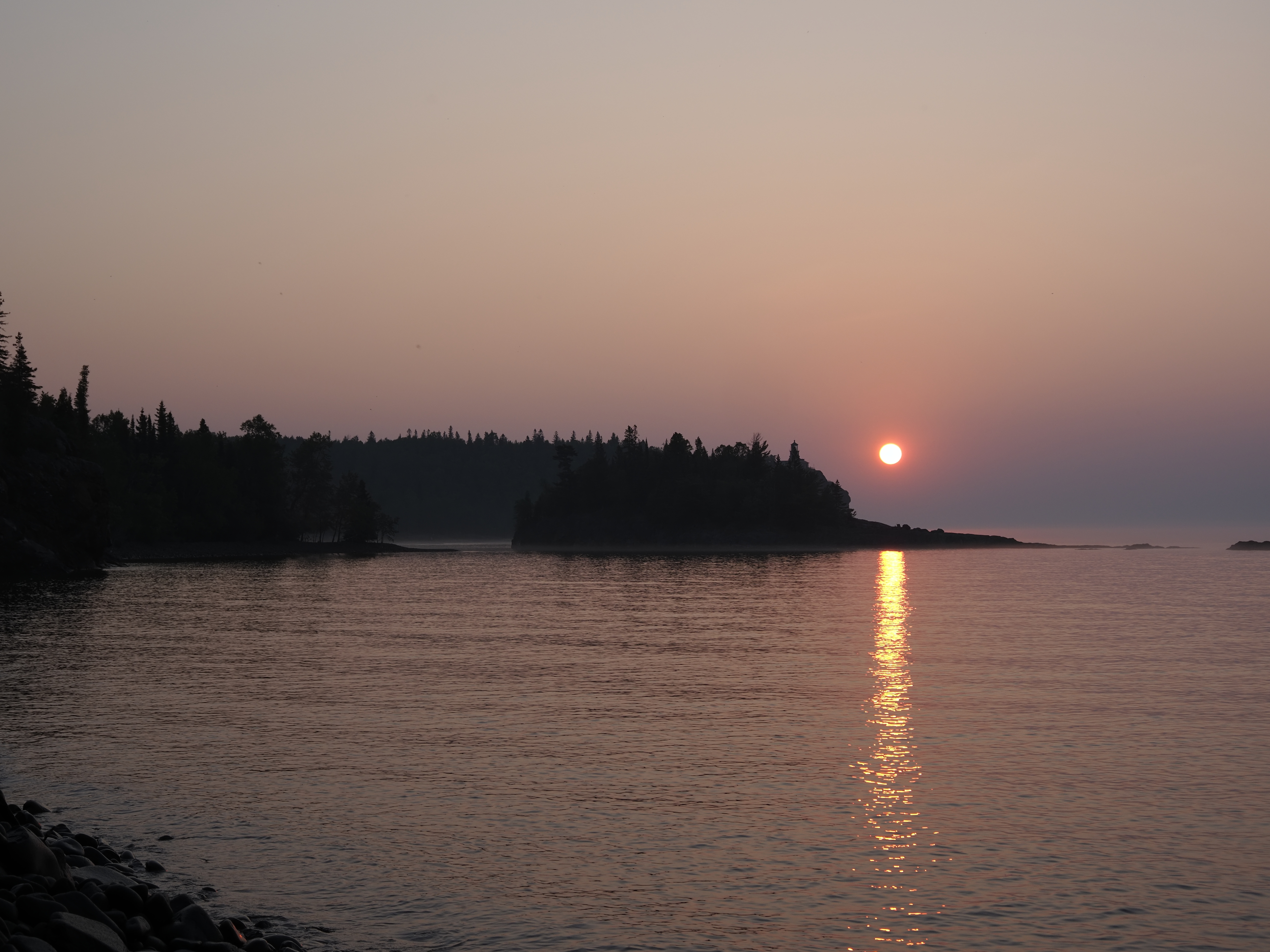 A sunset on a lake