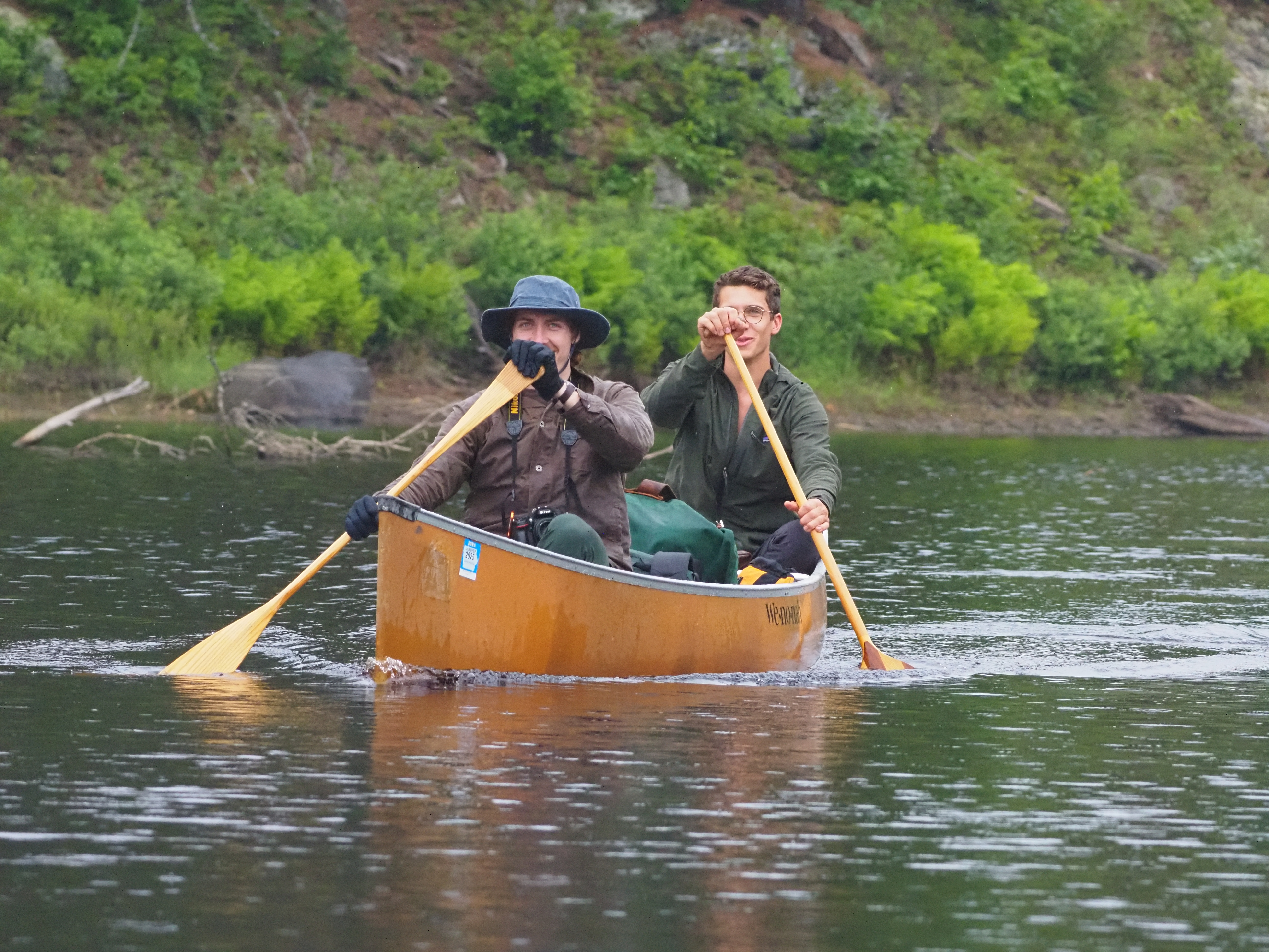 Two men in a canoe
