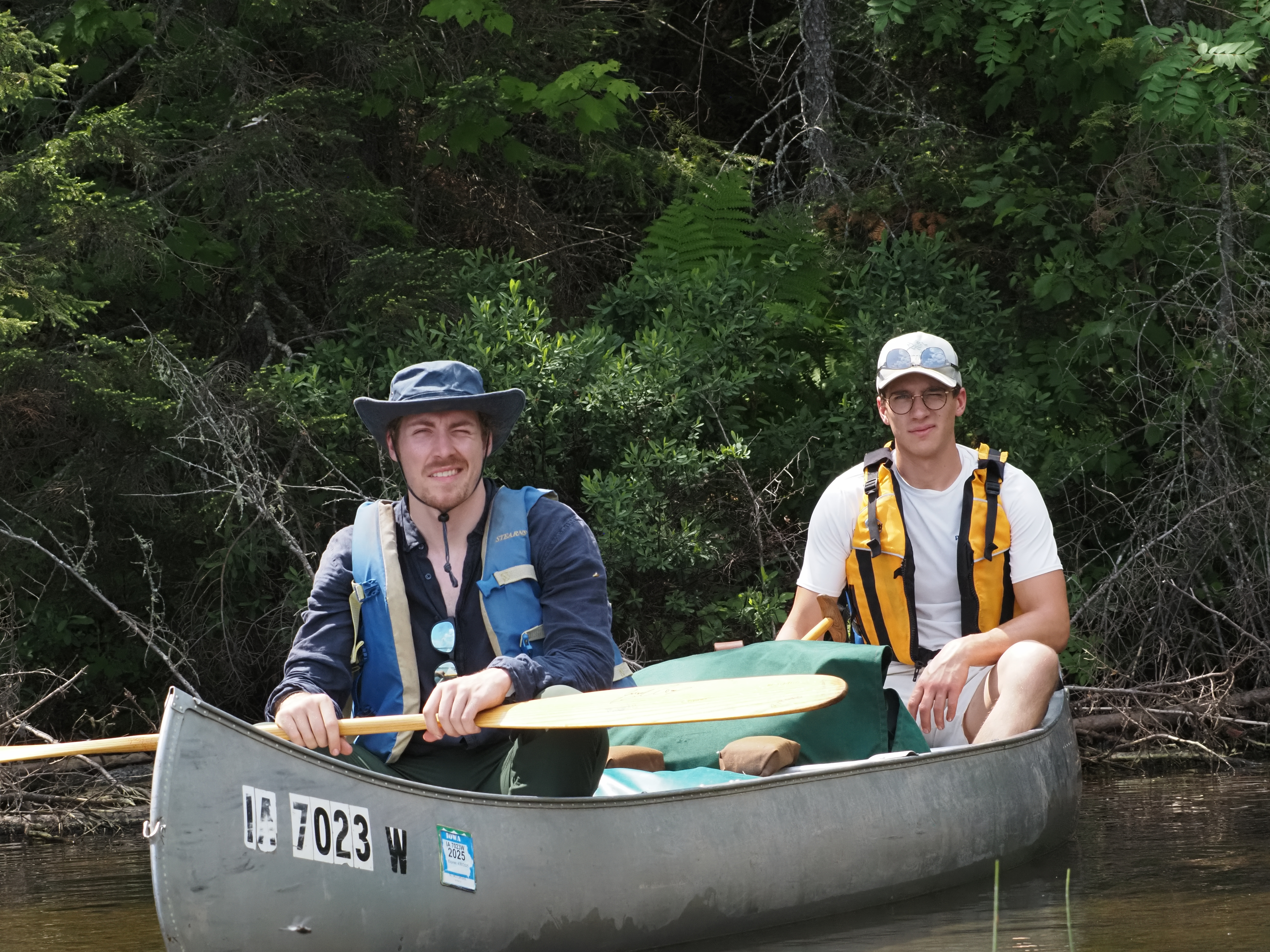Two men in a canoe