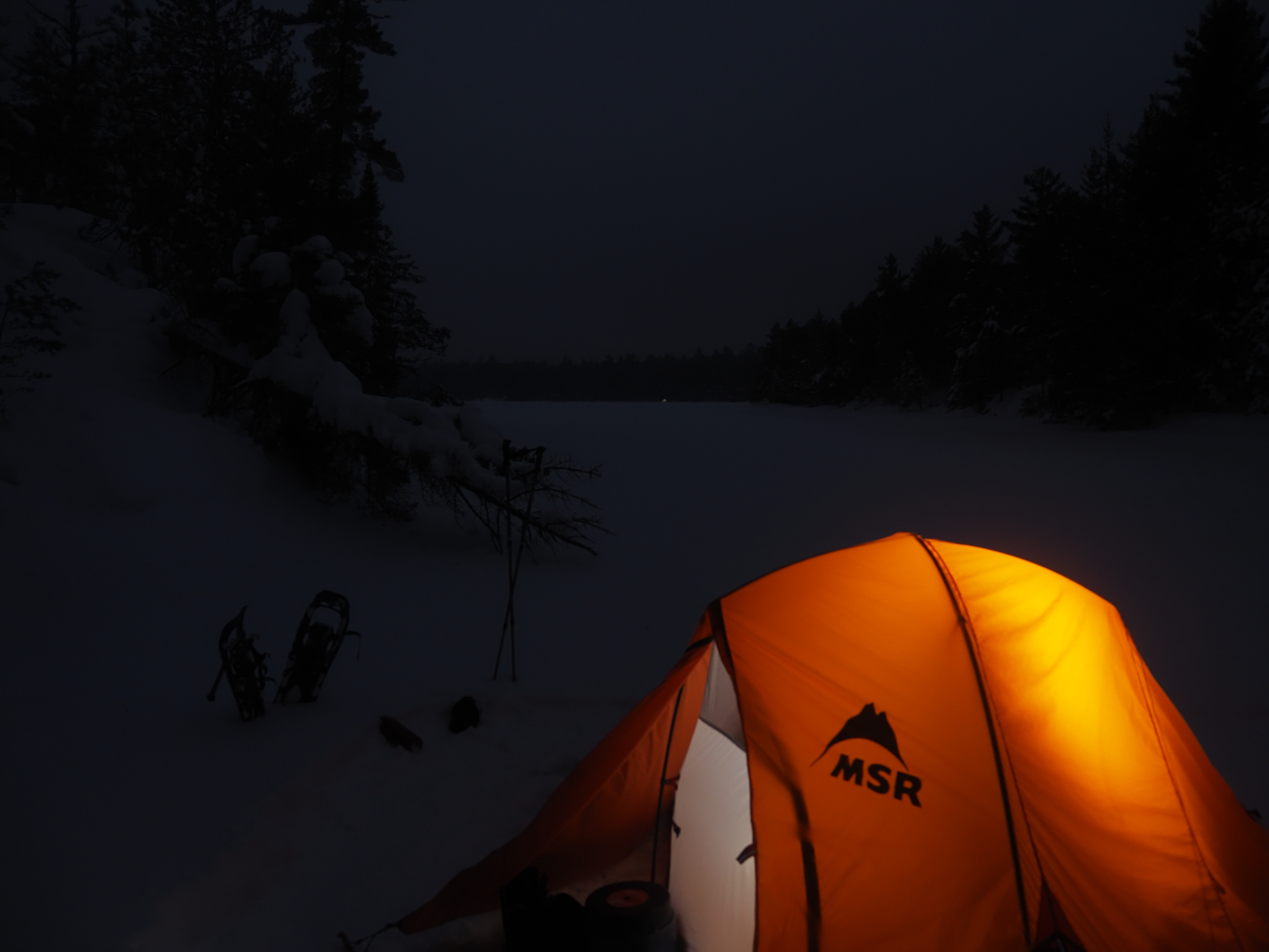 A picture of my tent at night