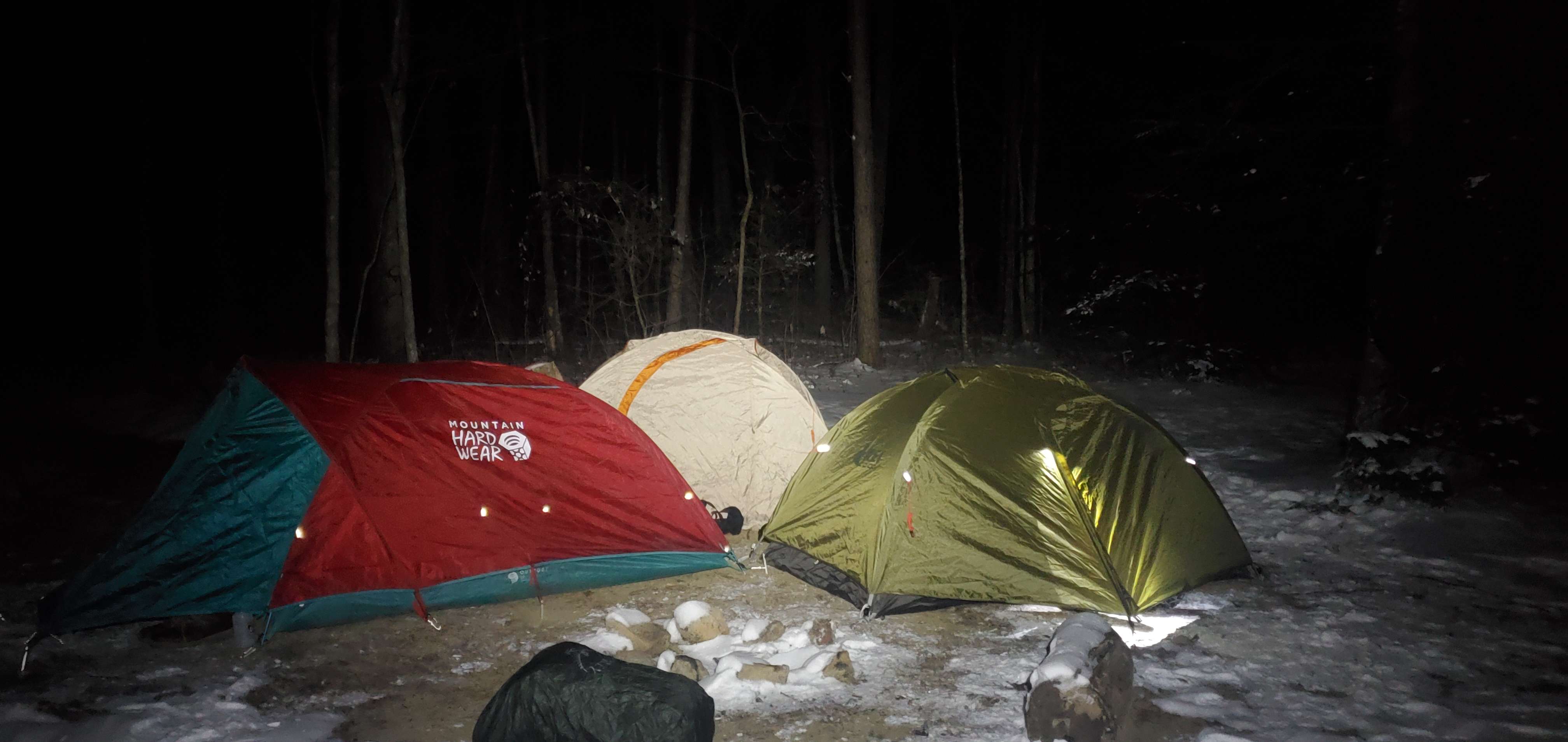 A campsite at night
