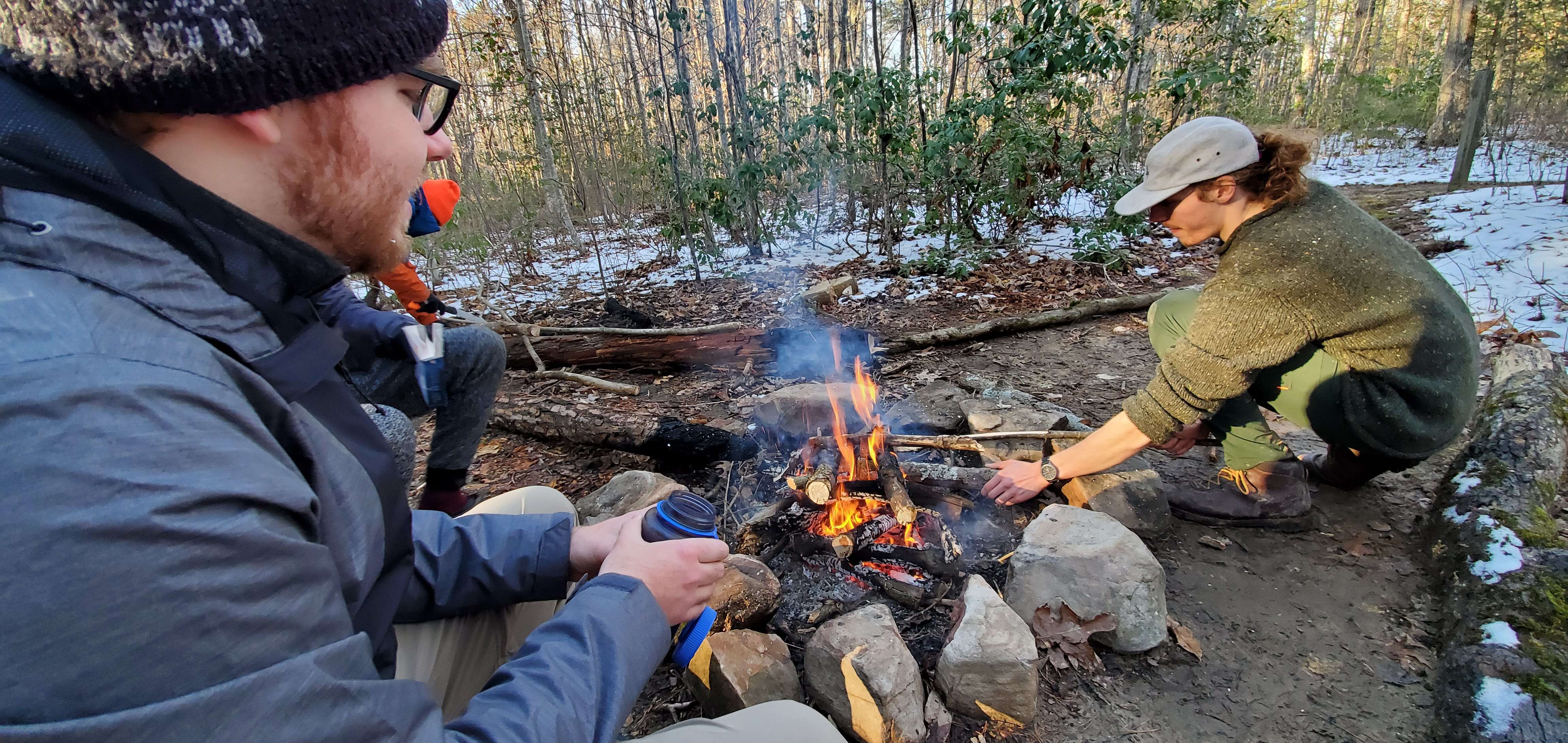 A view of us setting up our second campsite