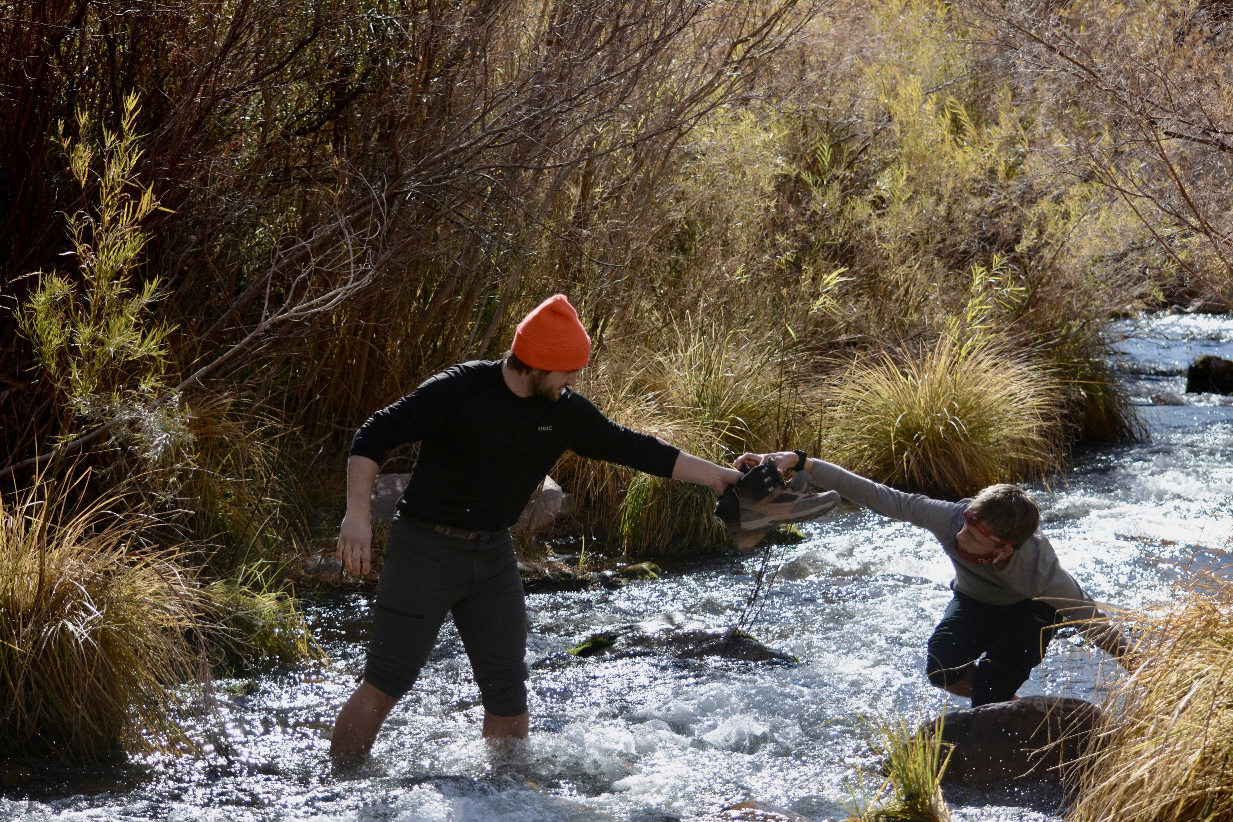 Grabbing water from a creek