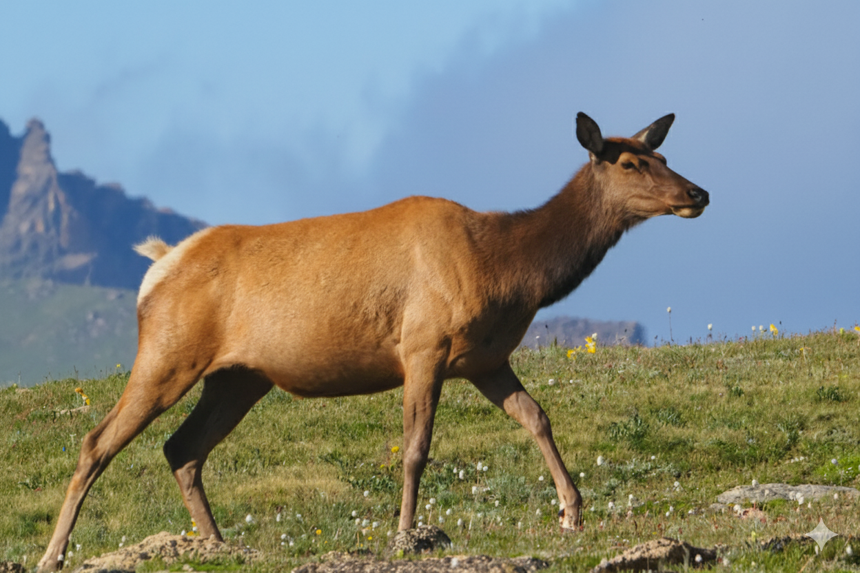 Elk standing in a field