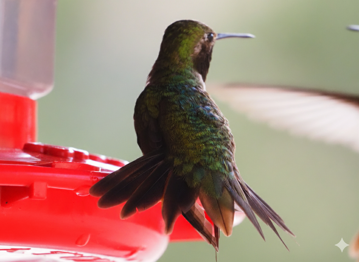 A hummingbird sitting