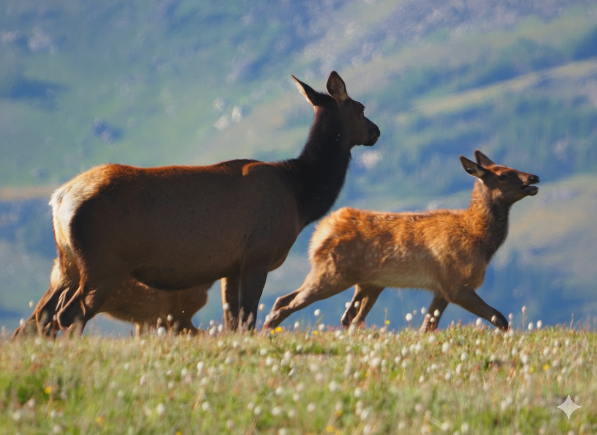 And elk with its calf